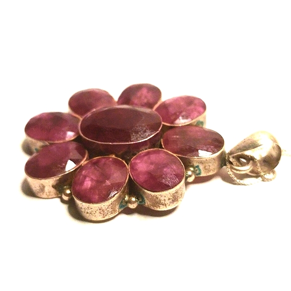 RURY RED STERLING SILVER NECKLACE WITH  STERLING CHAIN - Picture 4 of 5